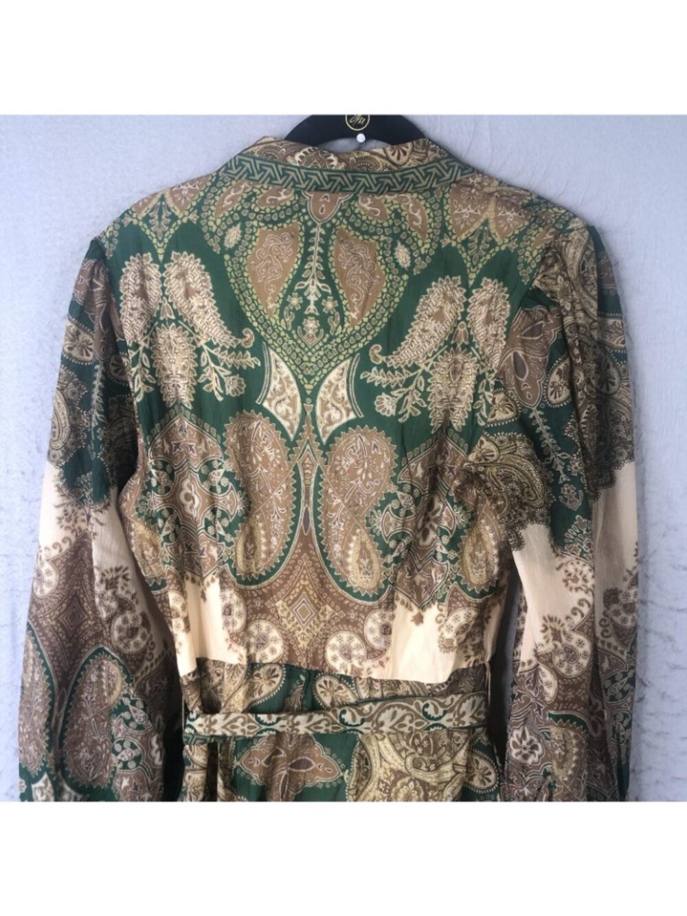 VICI Dress Womens S Green Paisley Shirt Belted Fit Flare Midi Boho Statement - Picture 9 of 16